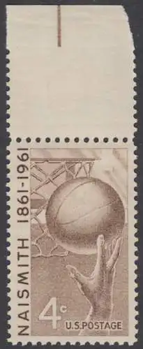 USA Michel 0815 / Scott 1189 postfrisch EINZELMARKE RAND oben (a1) - 100. Geburtstag von James Naismith; Baskeball