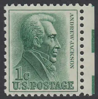 USA Michel 0816 / Scott 1209 postfrisch EINZELMARKE RAND rechts - Berühmte Amerikaner: Andrew Jackson, 7. Präsident