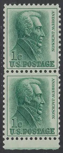 USA Michel 0816 / Scott 1209 postfrisch vert.PAAR RAND unten - Berühmte Amerikaner: Andrew Jackson, 7. Präsident