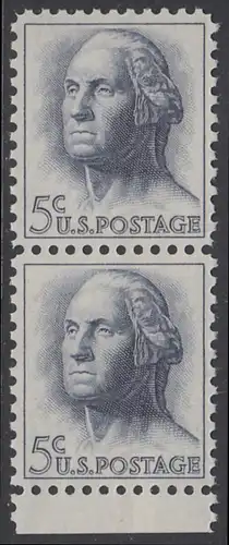 USA Michel 0817 / Scott 1213 postfrisch vert.PAAR Rand unten - Berühmte Amerikaner: George Washington, 1. Präsident