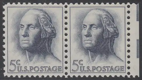 USA Michel 0817 / Scott 1213 postfrisch horiz.PAAR Rand rechts - Berühmte Amerikaner: George Washington, 1. Präsident
