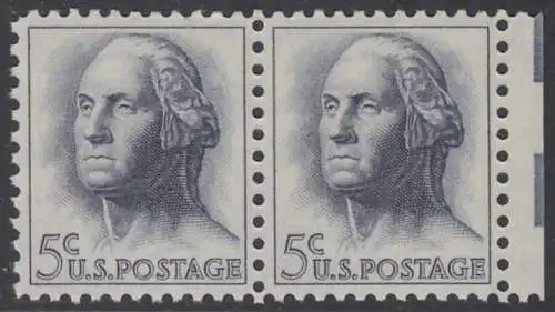 USA Michel 0817 / Scott 1213 postfrisch horiz.PAAR Rand rechts (a1) - Berühmte Amerikaner: George Washington, 1. Präsident