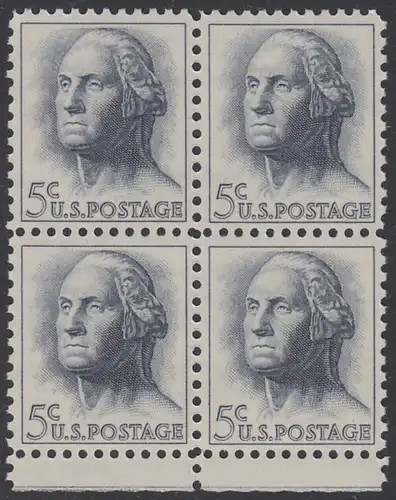 USA Michel 0817 / Scott 1213 postfrisch BLOCK RAND unten - Berühmte Amerikaner: George Washington, 1. Präsident