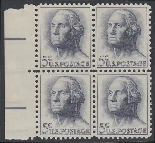 USA Michel 0817 / Scott 1213 postfrisch BLOCK RAND links - Berühmte Amerikaner: George Washington, 1. Präsident