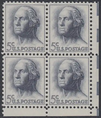 USA Michel 0817 / Scott 1213 postfrisch BLOCK ECKRAND unten rechts (a1) - Berühmte Amerikaner: George Washington, 1. Präsident