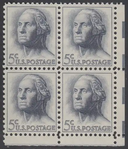 USA Michel 0817 / Scott 1213 postfrisch BLOCK ECKRAND unten rechts (a2) - Berühmte Amerikaner: George Washington, 1. Präsident