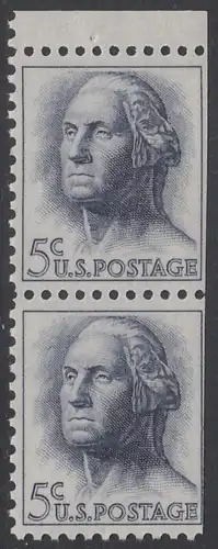 USA Michel 0817x / Scott 1213a postfrisch vert.PAAR aus MH (rechts ungezähnt) RAND oben - Berühmte Amerikaner: George Washington, 1. Präsident