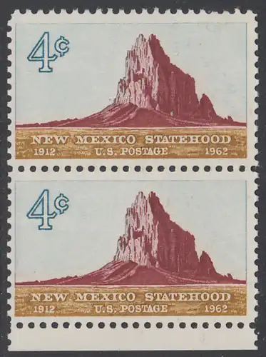 USA Michel 0820 / Scott 1191 postfrisch vert.PAAR RAND unten - 50 Jahre Staat New Mexiko; Felsformation Shiprock