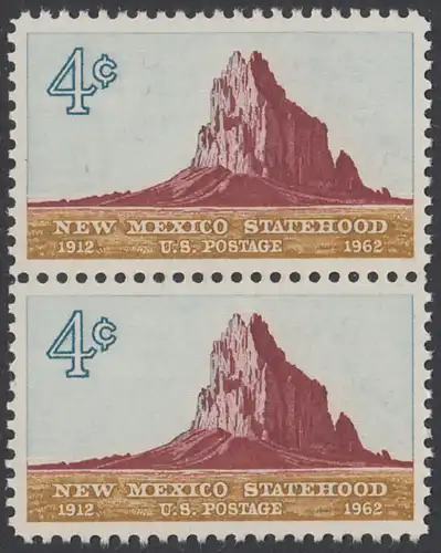 USA Michel 0820 / Scott 1191 postfrisch vert.PAAR - 50 Jahre Staat New Mexiko; Felsformation Shiprock