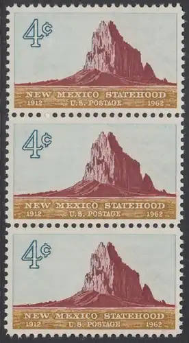 USA Michel 0820 / Scott 1191 postfrisch vert.STRIP(3) - 50 Jahre Staat New Mexiko; Felsformation Shiprock