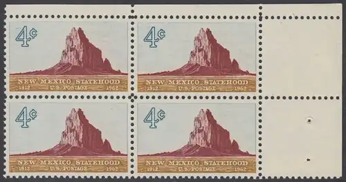 USA Michel 0820 / Scott 1191 postfrisch BLOCK ECKRAND oben rechts - 50 Jahre Staat New Mexiko; Felsformation Shiprock