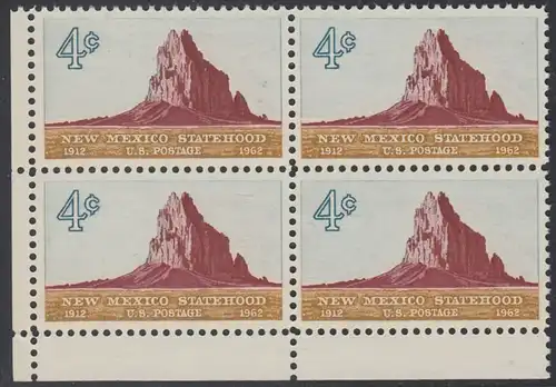 USA Michel 0820 / Scott 1191 postfrisch BLOCK ECKRAND unten links - 50 Jahre Staat New Mexiko; Felsformation Shiprock