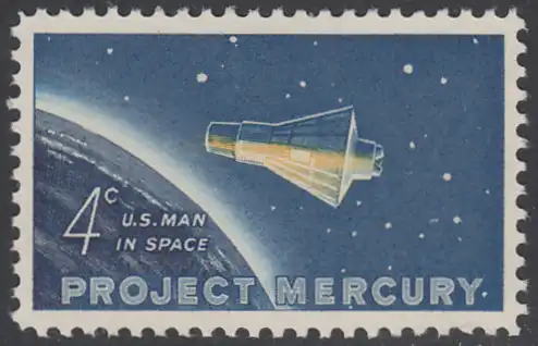 USA Michel 0822 / Scott 1193 postfrisch EINZELMARKE - Erster bemannter US-Weltraumflug von John Glenn jr.; Mercury-Kapsel „Friendship 7“ im Weltraum 