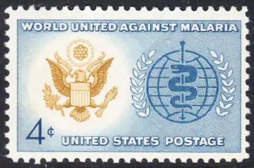 USA Michel 0823 / Scott 1194 postfrisch EINZELMARKE (a1) - Kampf gegen die Malaria; Großes Siegel der USA, WHO-Emblem