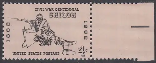 USA Michel 0824 / Scott 1179 postfrisch EINZELMARKE RAND rechts - 100 Jahrestag des Bürgerkrieges: Schlacht von Shiloh