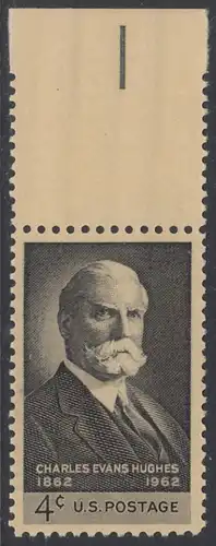 USA Michel 0825 / Scott 1195 postfrisch EINZELMARKE RAND oben (a2) - 100. Geburtstag von Charles Evans Hughes; Oberrichter und Gouverneur von New York