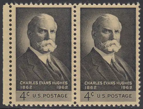 USA Michel 0825 / Scott 1195 postfrisch horiz.PAAR RAND links - 100. Geburtstag von Charles Evans Hughes; Oberrichter und Gouverneur von New York