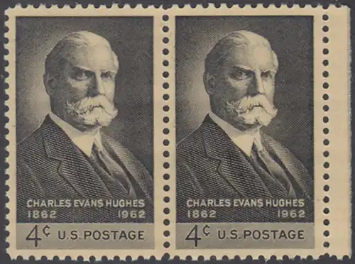 USA Michel 0825 / Scott 1195 postfrisch horiz.PAAR RAND rechts - 100. Geburtstag von Charles Evans Hughes; Oberrichter und Gouverneur von New York