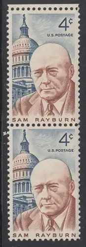 USA Michel 0832 / Scott 1202 postfrisch vert.PAAR RAND oben - Samuel Talisferro Rayburn, Sprecher des amerikanischen Repräsentantenhauses; Kapitol 