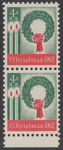 USA Michel 0834 / Scott 1205 postfrisch vert.PAAR RAND unten- Weihnachten 