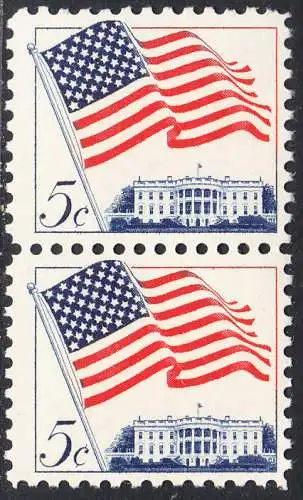 USA Michel 0838 / Scott 1208 postfrisch vert.PAAR (a1) - Flagge und Weißes Haus