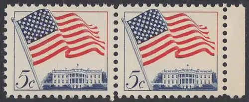 USA Michel 0838 / Scott 1208 postfrisch horiz.PAAR Rand rechts - Flagge und Weißes Haus