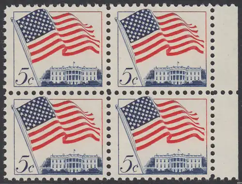 USA Michel 0838 / Scott 1208 postfrisch BLOCK RÄNDER rechts - Flagge und Weißes Haus