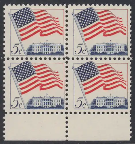 USA Michel 0838 / Scott 1208 postfrisch BLOCK RÄNDER unten (a2) - Flagge und Weißes Haus
