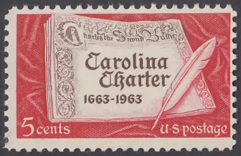 USA Michel 0839 / Scott 1230 mit Falzrest EINZELMARKE - 300 Jahre „Carolina Charter“