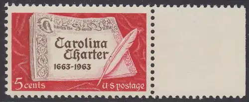 USA Michel 0839 / Scott 1230 postfrisch EINZELMARKE RAND rechts - 300 Jahre „Carolina Charter“
