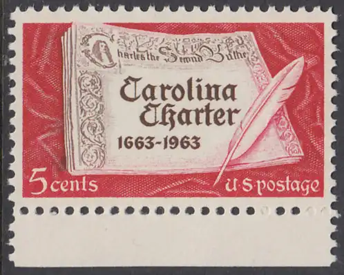 USA Michel 0839 / Scott 1230 postfrisch EINZELMARKE RAND unten (a1) - 300 Jahre „Carolina Charter“