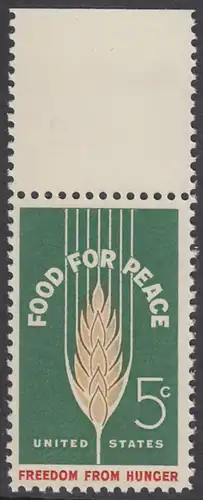 USA Michel 0841 / Scott 1231 postfrisch EINZELMARKE RAND oben - Kampf gegen den Hunger; Weizenähre