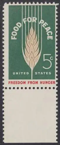 USA Michel 0841 / Scott 1231 postfrisch EINZELMARKE RAND unten (a2) - Kampf gegen den Hunger; Weizenähre