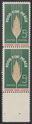 USA Michel 0841 / Scott 1231 postfrisch vert.PAAR RAND unten - Kampf gegen den Hunger; Weizenähre