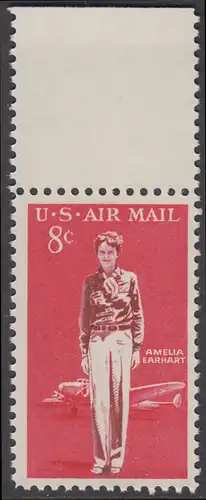 USA Michel 0845 / Scott C068 postfrisch LuPo-EINZELMARKE RAND oben - Amelia Earhart, Fliegerin, Flugzeug Lockheed 10E Elektra 