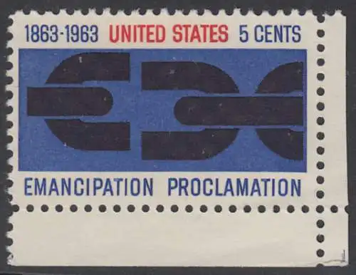 USA Michel 0846 / Scott 1233 postfrisch EINZELMARKE ECKRAND unten rechts (a1) - 100. Jahrestag der Verkündung der bürgerlichen Gleichstellung durch Abraham Lincoln