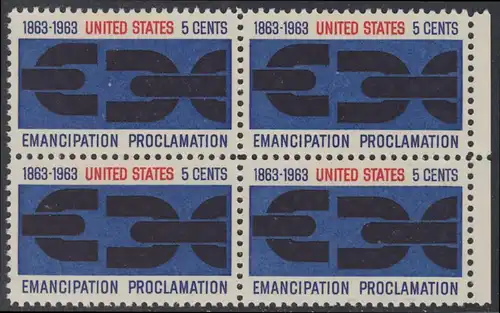 USA Michel 0846 / Scott 1233 postfrisch BLOCK RÄNDER rechts - 100. Jahrestag der Verkündung der bürgerlichen Gleichstellung durch Abraham Lincoln