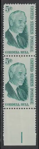 USA Michel 0848 / Scott 1235 postfrisch vert.PAAR RAND unten - Cordell Hull, Politiker, Friedensnobelpreis 1945