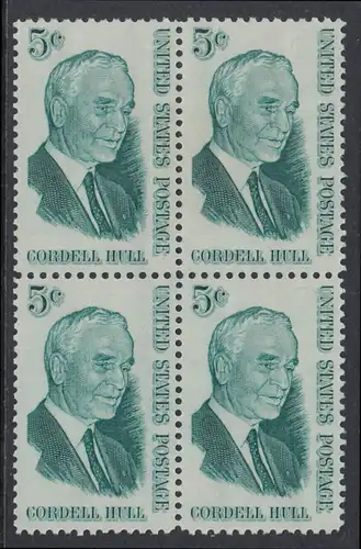 USA Michel 0848 / Scott 1235 postfrisch BLOCK - Cordell Hull, Politiker, Friedensnobelpreis 1945