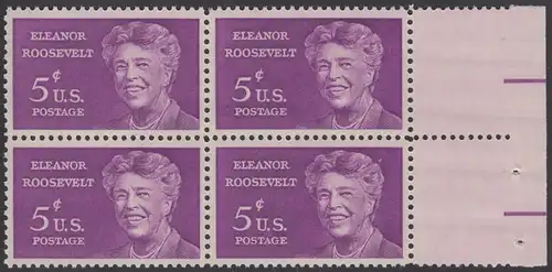USA Michel 0849 / Scott 1236 postfrisch BLOCK RÄNDER rechts (a2) - Eleanor Roosevelt; Politikerin und Publizistin, Präsidentengattin
