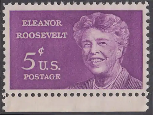 USA Michel 0849 / Scott 1236 postfrisch EINZELMARKE RAND unten - Eleanor Roosevelt; Politikerin und Publizistin, Präsidentengattin