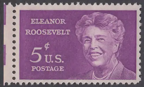 USA Michel 0849 / Scott 1236 postfrisch EINZELMARKE RAND links - Eleanor Roosevelt; Politikerin und Publizistin, Präsidentengattin