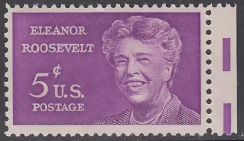 USA Michel 0849 / Scott 1236 postfrisch EINZELMARKE RAND rechts (a1) - Eleanor Roosevelt; Politikerin und Publizistin, Präsidentengattin