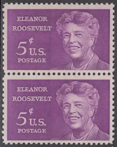 USA Michel 0849 / Scott 1236 postfrisch vert.PAAR - Eleanor Roosevelt; Politikerin und Publizistin, Präsidentengattin