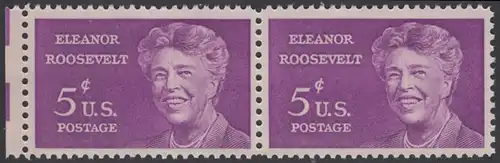 USA Michel 0849 / Scott 1236 postfrisch horiz.PAAR RAND links - Eleanor Roosevelt; Politikerin und Publizistin, Präsidentengattin