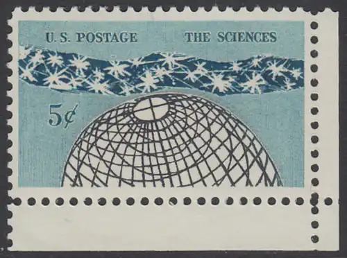 USA Michel 0850 / Scott 1237 postfrisch EINZELMARKE ECKRAND unten rechts - 100 Jahre Nationalakademie der Wissenschaften; „Das Universum“