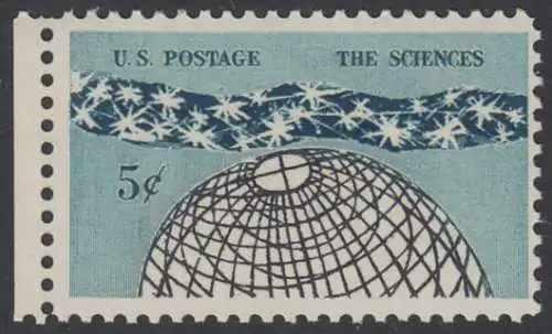 USA Michel 0850 / Scott 1237 postfrisch EINZELMARKE RAND links (a1) - 100 Jahre Nationalakademie der Wissenschaften; „Das Universum“