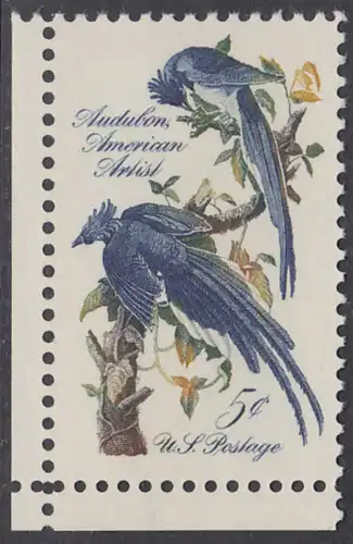 USA Michel 0854 / Scott 1241 postfrisch EINZELMARKE ECKRAND unten links - John James Audubon; Zeichner und Ornithologe