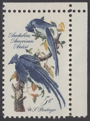 USA Michel 0854 / Scott 1241 postfrisch EINZELMARKE ECKRAND oben rechts - John James Audubon; Zeichner und Ornithologe