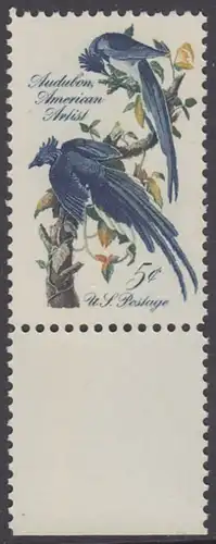 USA Michel 0854 / Scott 1241 postfrisch EINZELMARKE RAND unten (a2) - John James Audubon; Zeichner und Ornithologe
